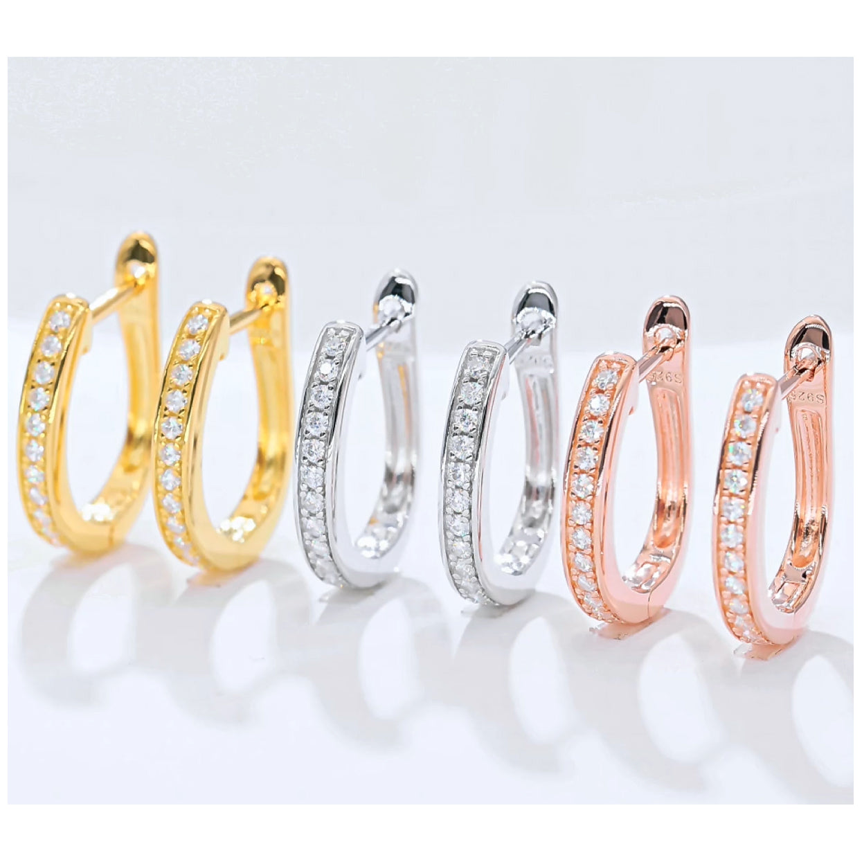 Skinny Single Paved Hoop Earrings
