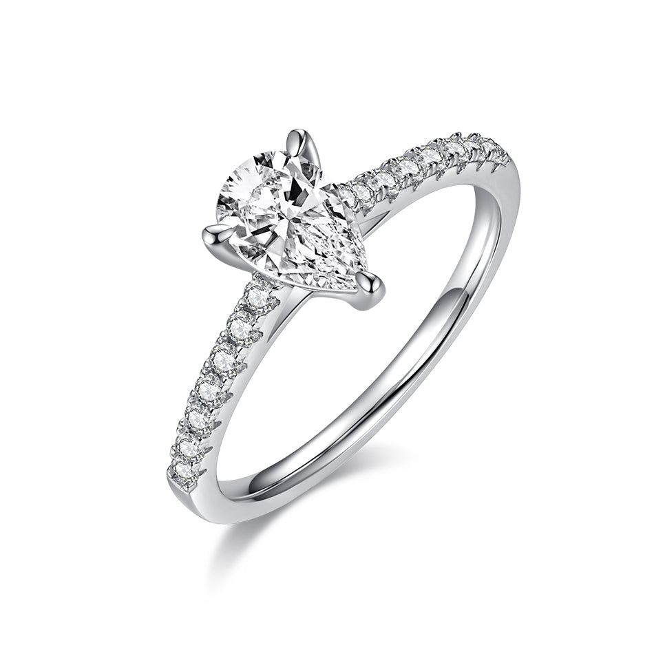 Classic Pave Pear-Cut Solitaire Ring