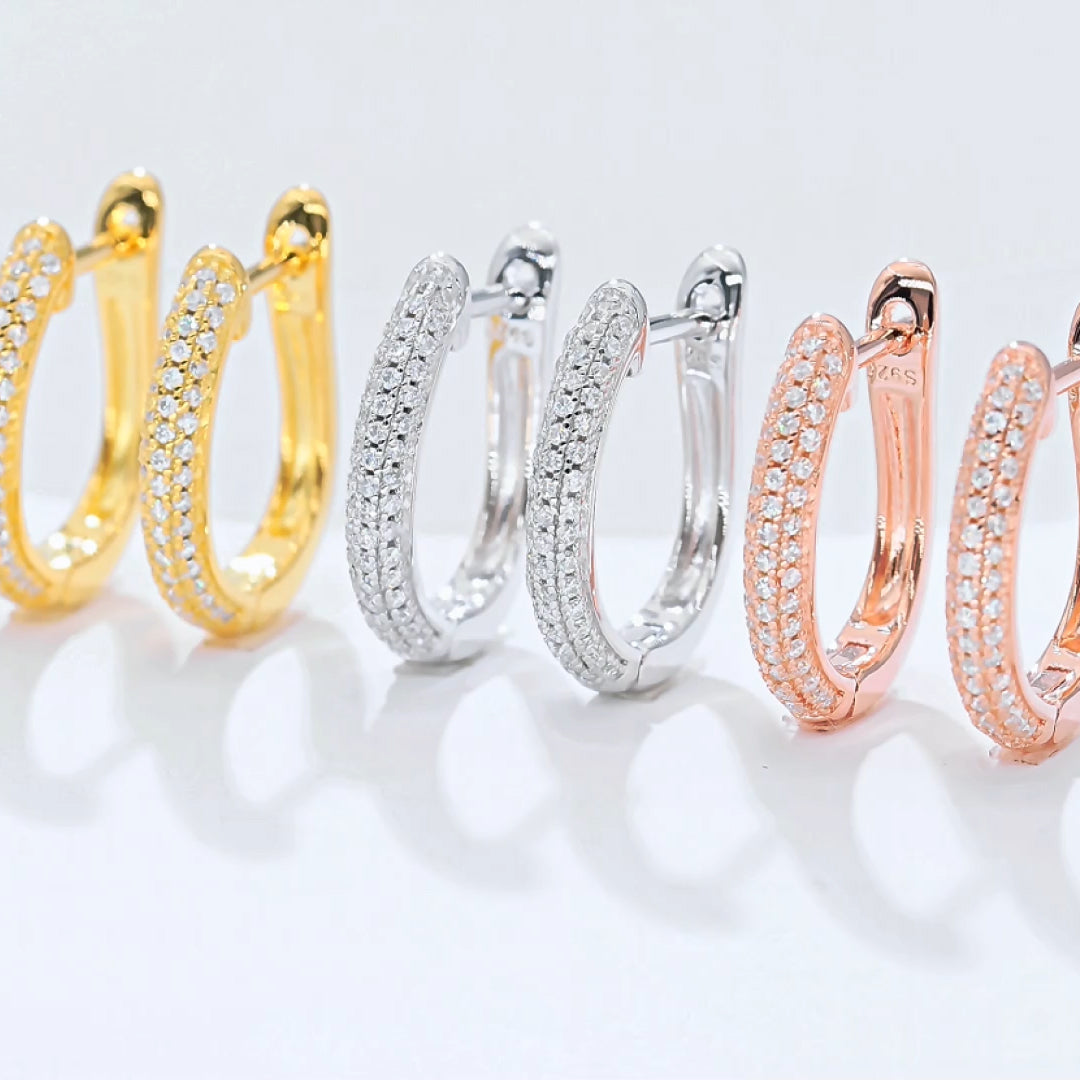 Triple Paved Hoop Earrings