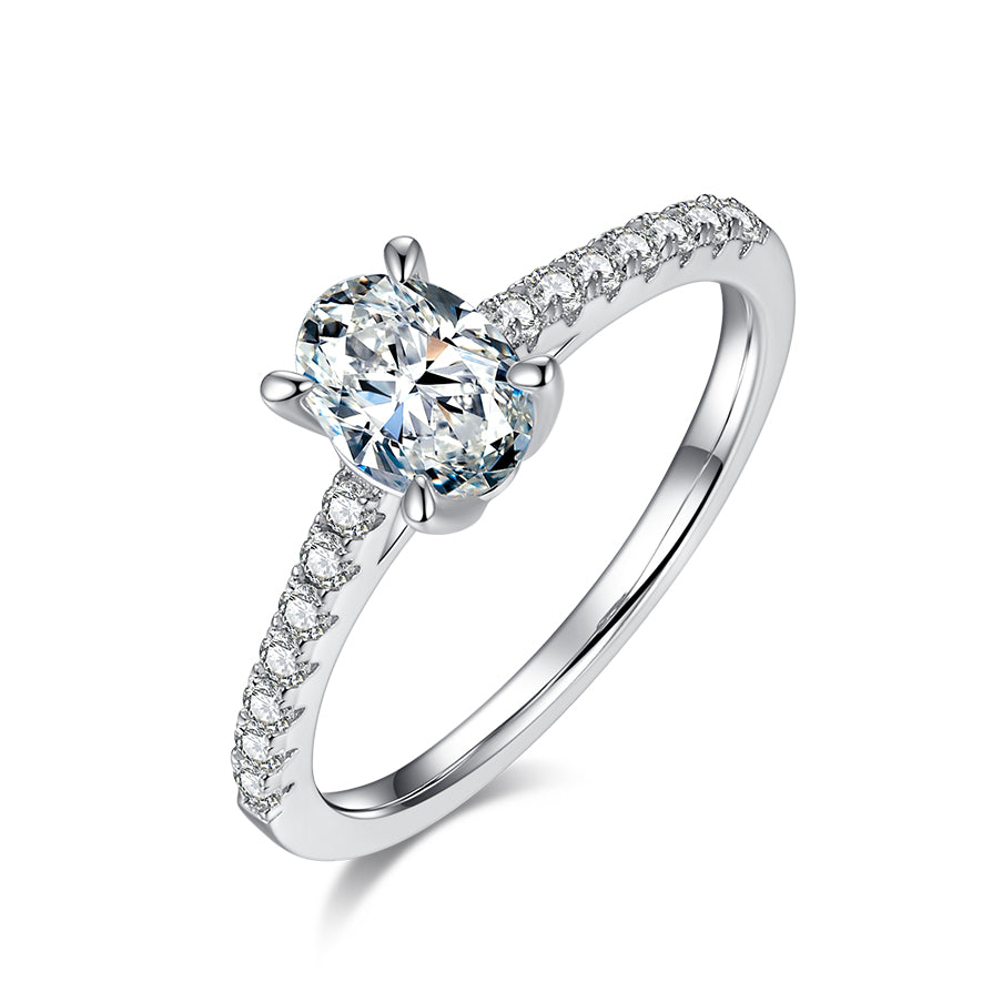 Classic Pave Oval-Cut Solitaire Ring