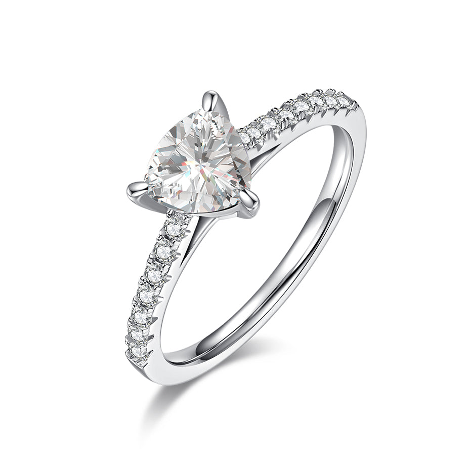 Classic Pave Trilliion-Cut Solitaire Ring