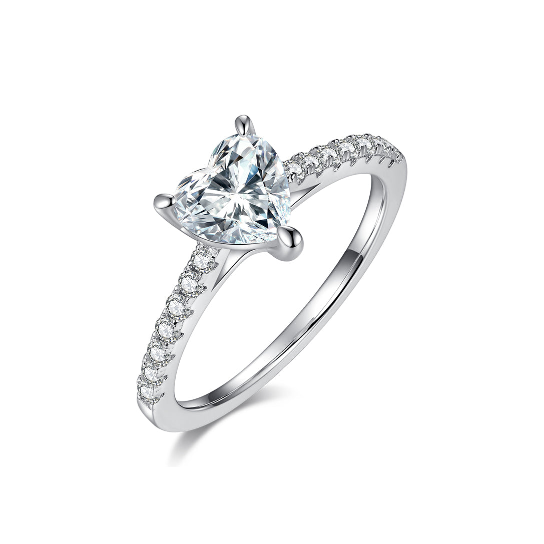 Classic Pave Heart-Cut Solitaire Ring