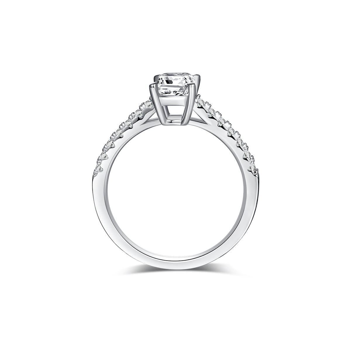 Classic Pave Emerald-Cut Solitaire Ring
