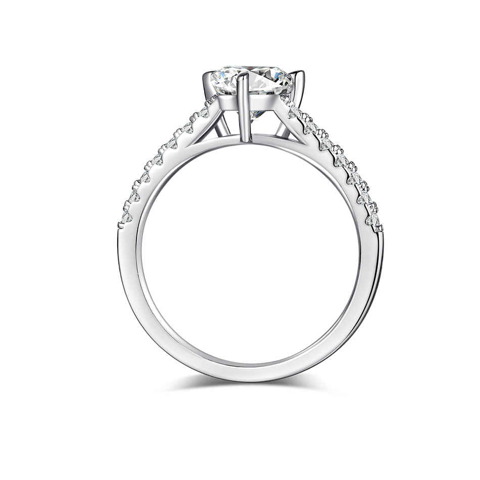 Classic Pave Trilliion-Cut Solitaire Ring