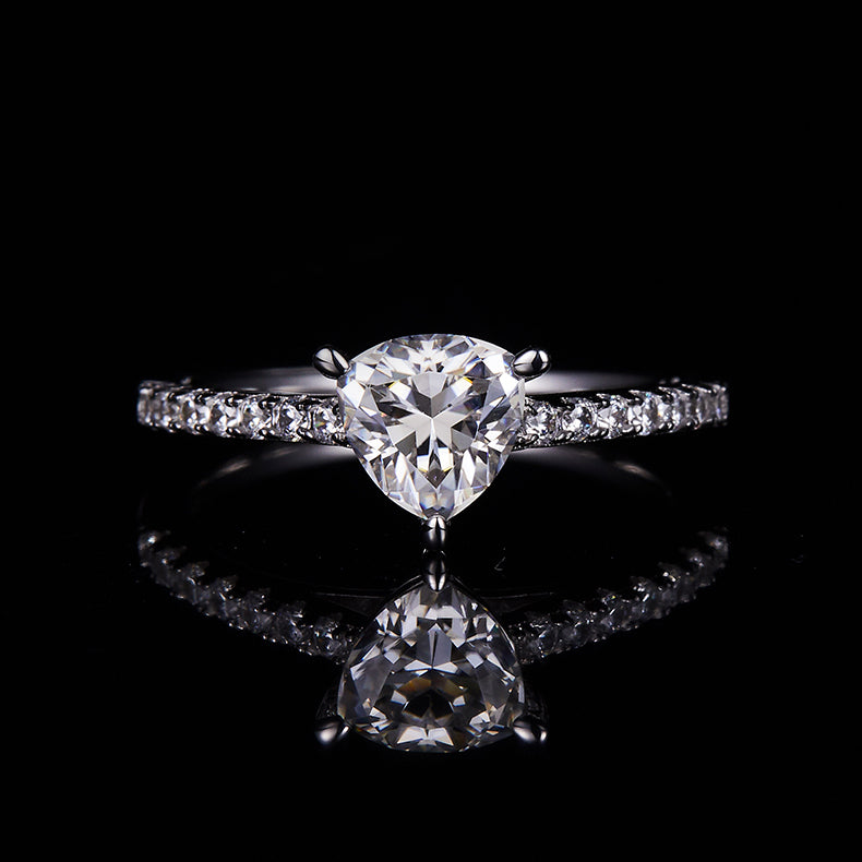 Classic Pave Trilliion-Cut Solitaire Ring