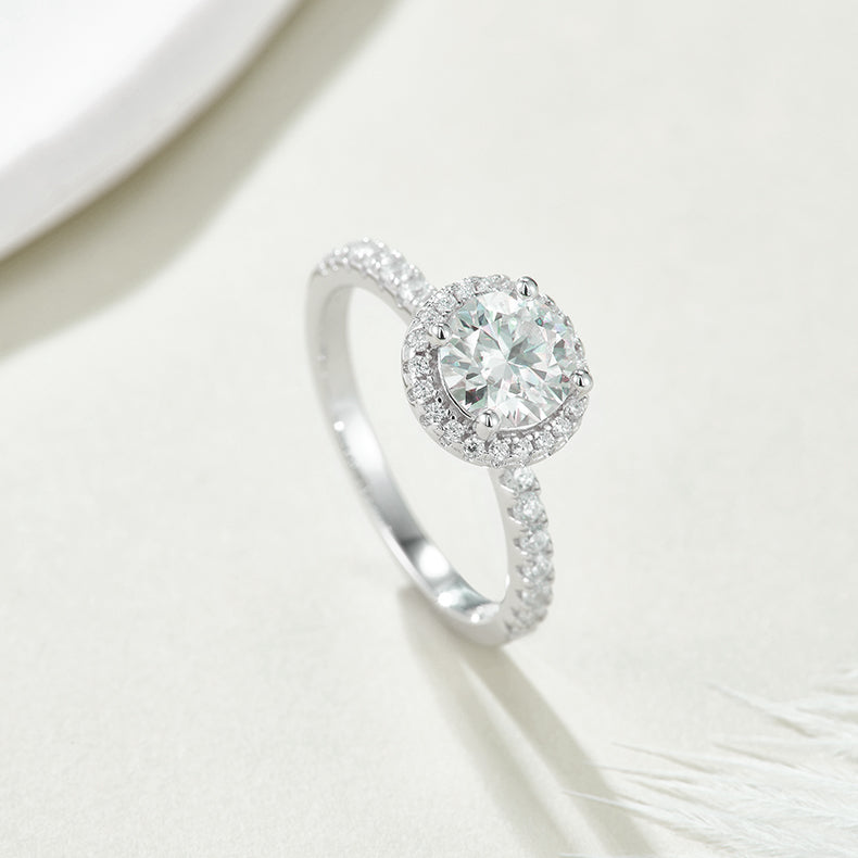 Halo Round Brilliant Solitaire Ring