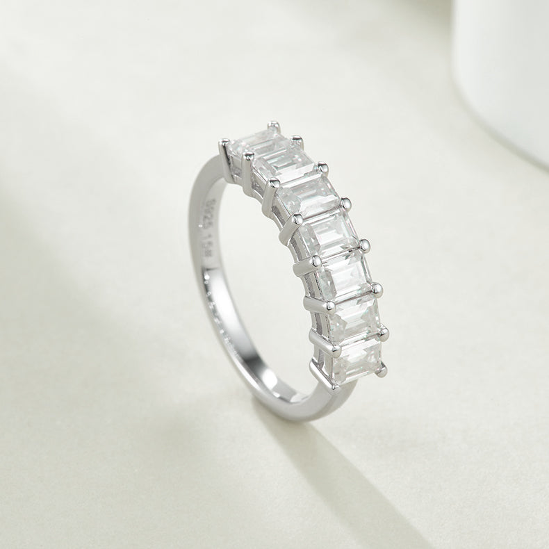 Emerald-Cut Half Eternity Band