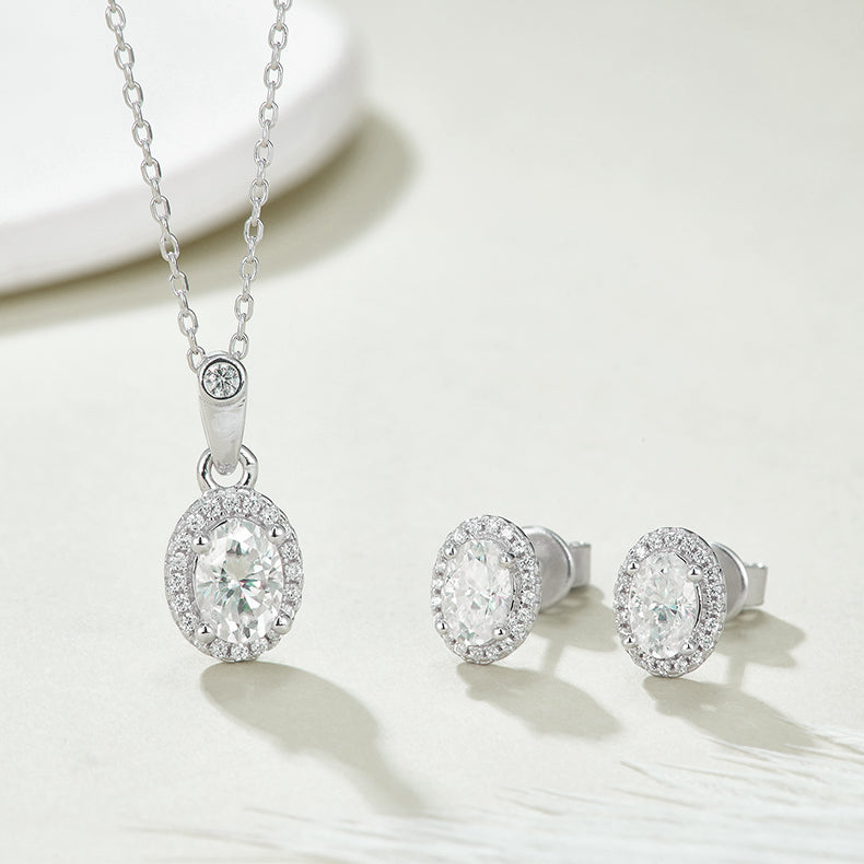 Halo Oval-Cut Necklace