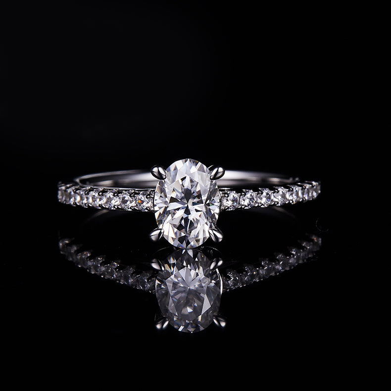 Classic Pave Oval-Cut Solitaire Ring
