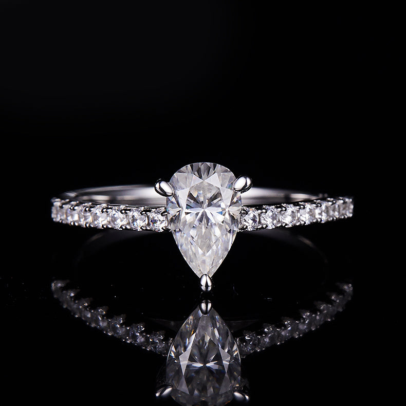 Classic Pave Pear-Cut Solitaire Ring