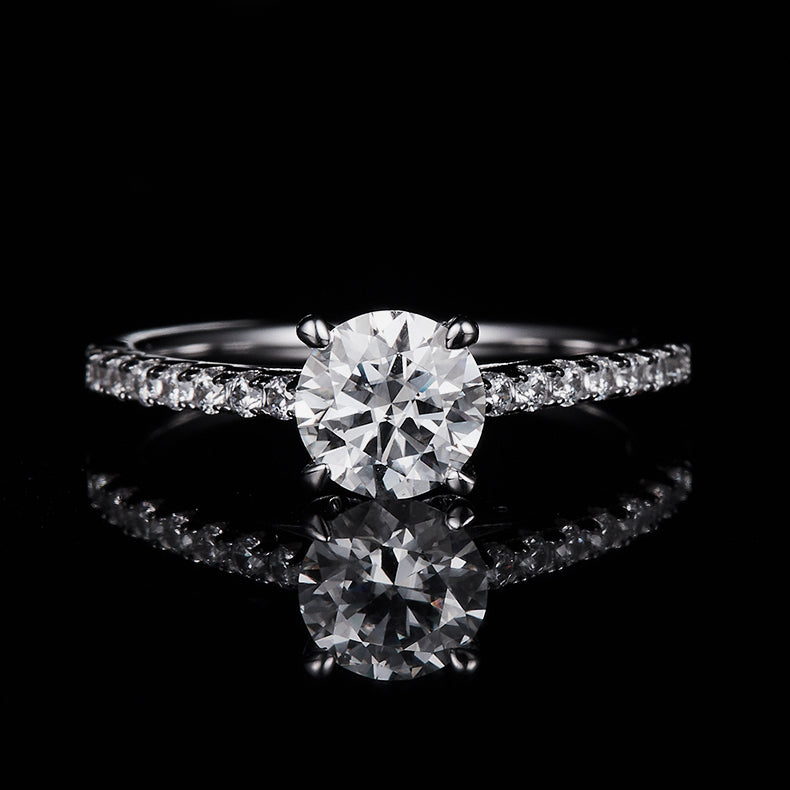 Classic Pave Round Brilliant Solitaire Ring