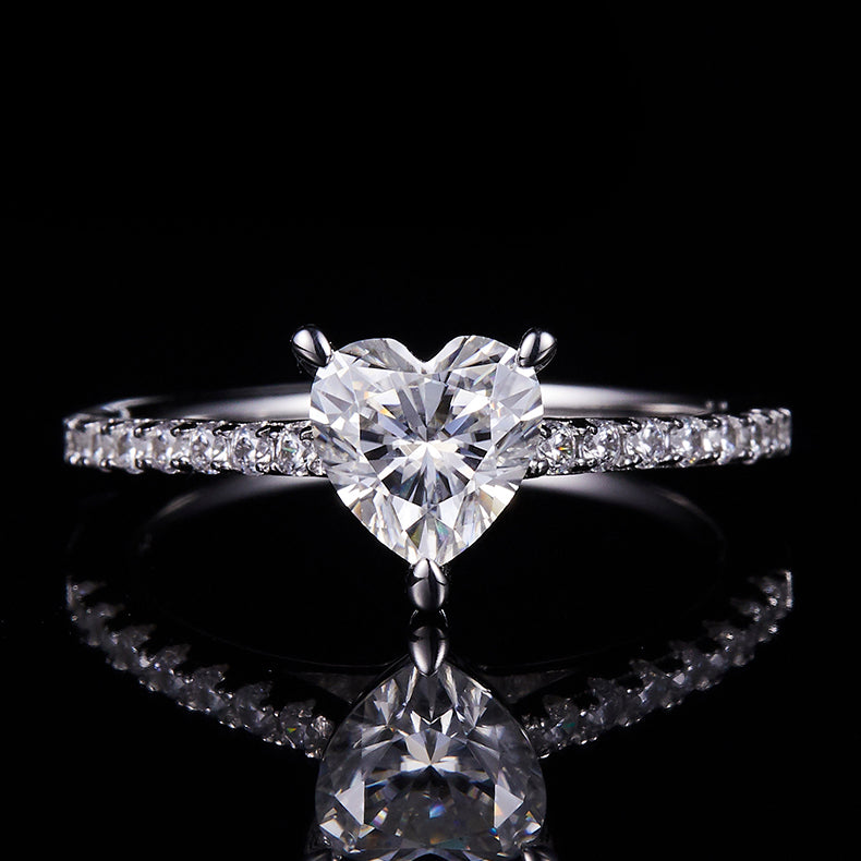 Classic Pave Heart-Cut Solitaire Ring