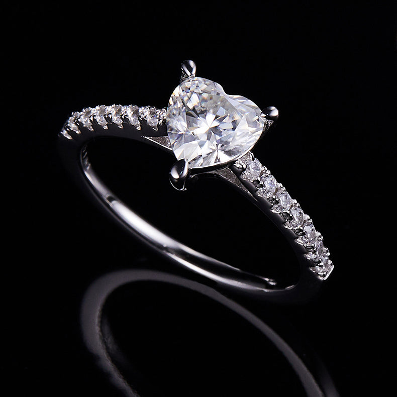 Classic Pave Heart-Cut Solitaire Ring
