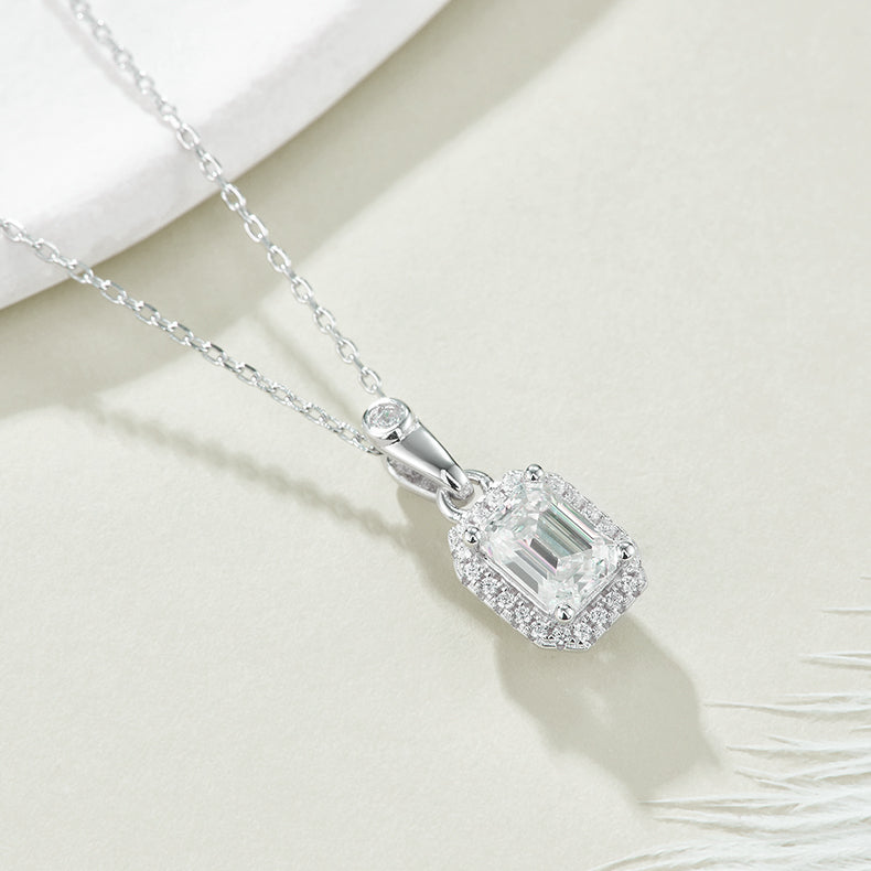 Halo Emerald-Cut Necklace