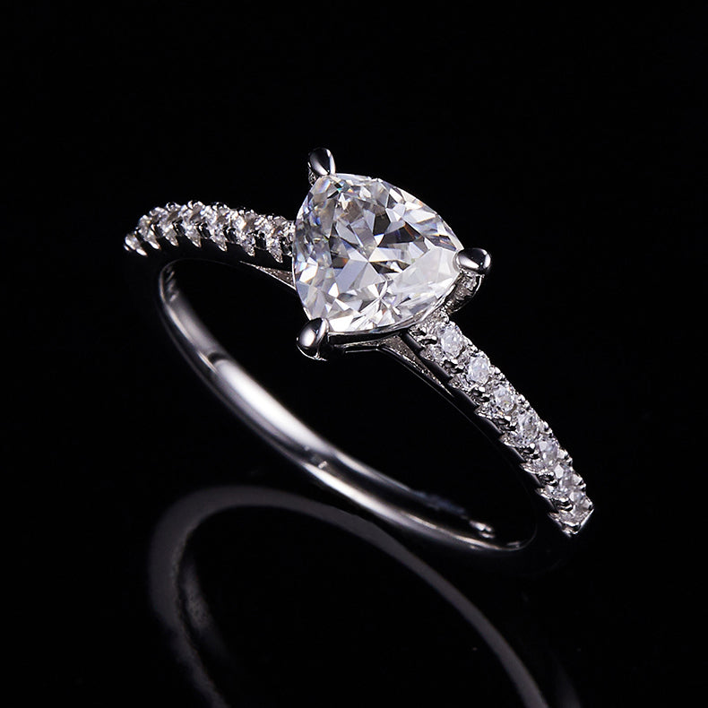 Classic Pave Trilliion-Cut Solitaire Ring