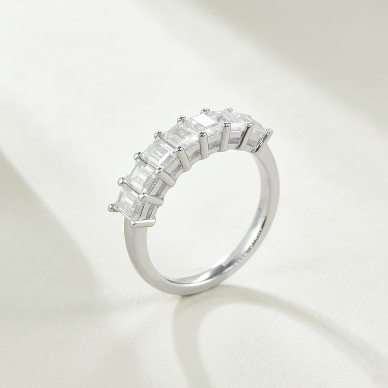 Emerald-Cut Half Eternity Band