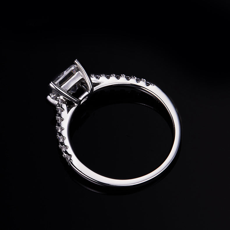 Classic Pave Princess-Cut Solitaire Ring