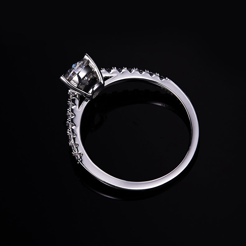 Classic Pave Pear-Cut Solitaire Ring