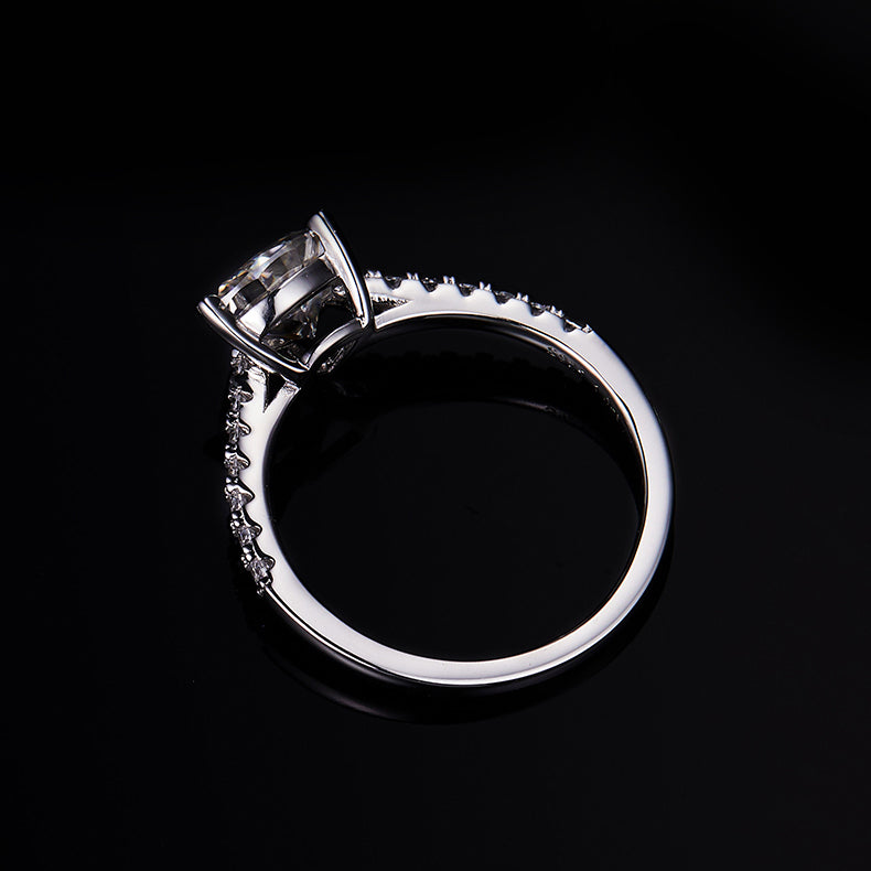 Classic Pave Trilliion-Cut Solitaire Ring