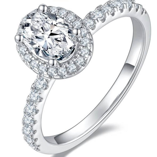 halo oval solitaire ring diamond simulant