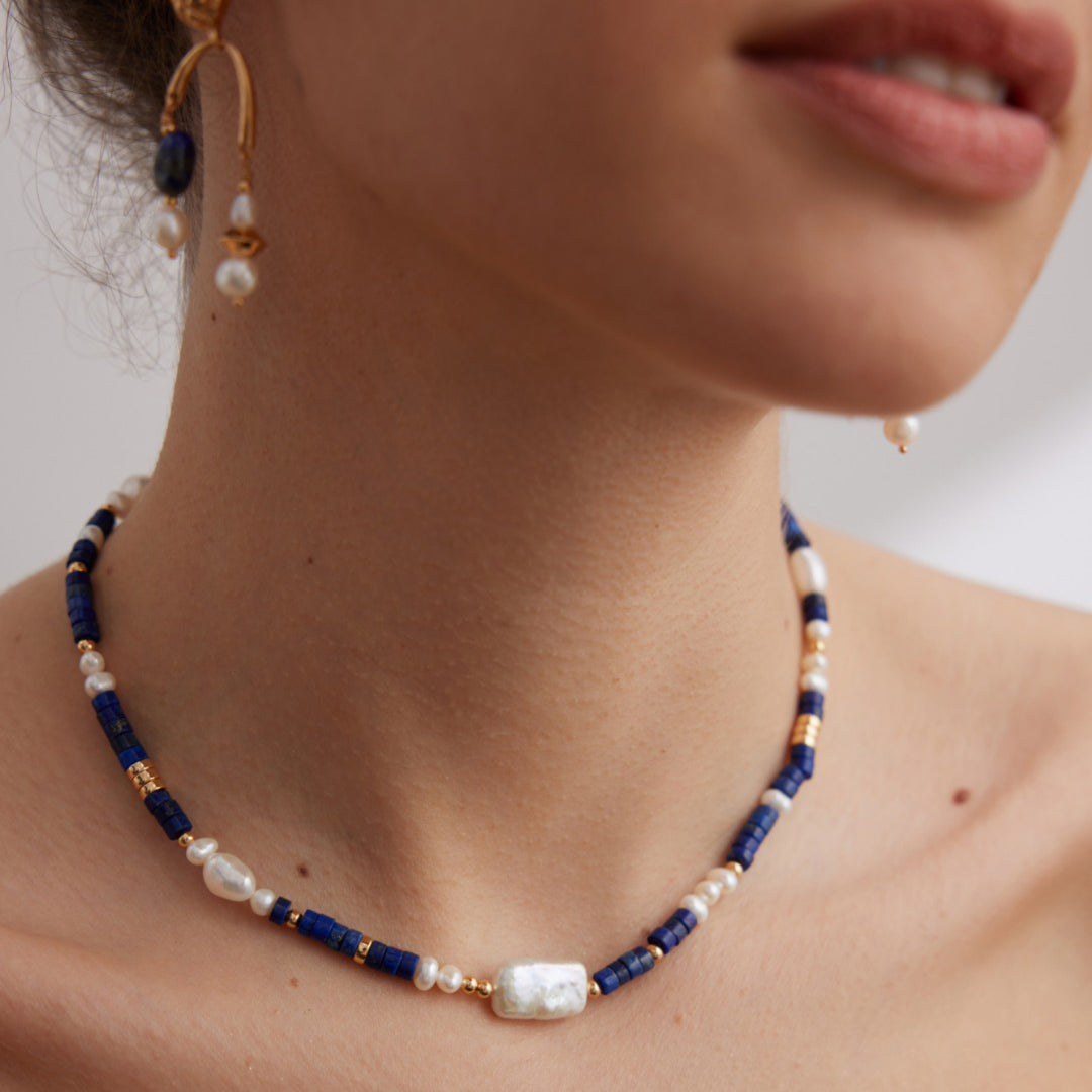 Gemstone Pearl Beaded Necklace