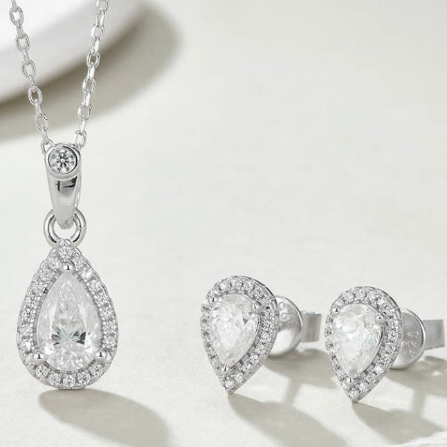 halo-pear-cut-necklace-stud-earrings