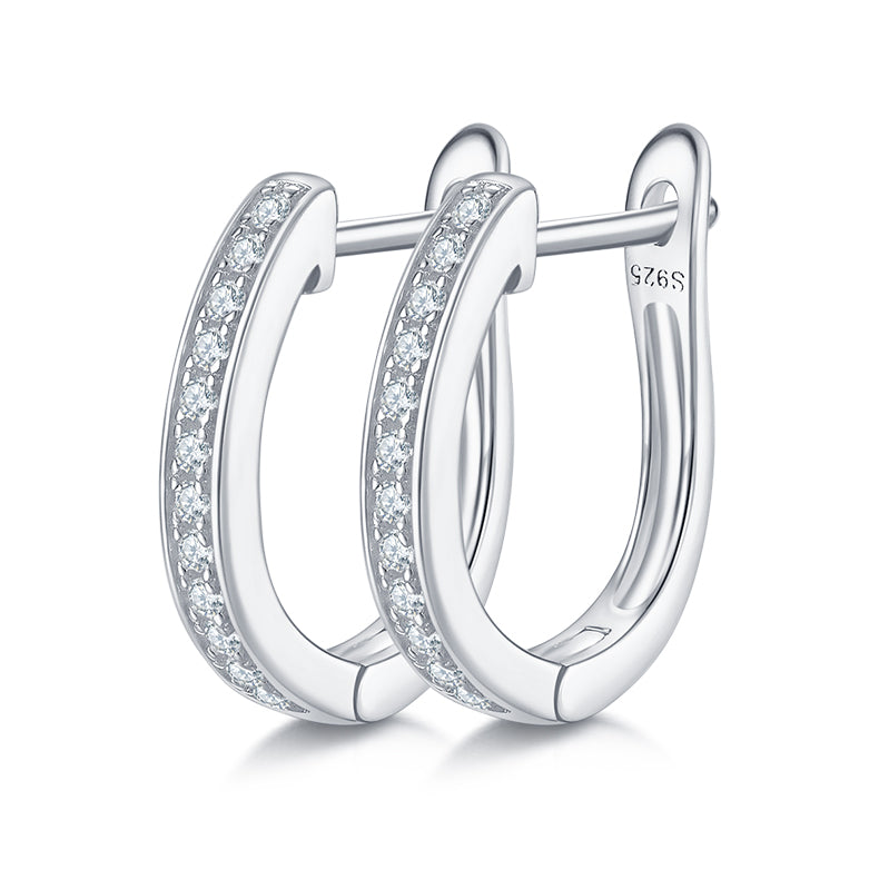 Skinny Single Paved Hoop Earrings