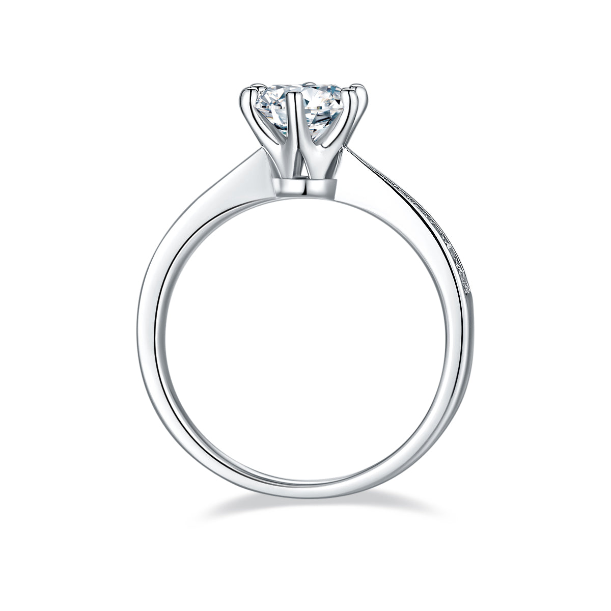 Classic Pave Round Brilliant Solitaire Ring