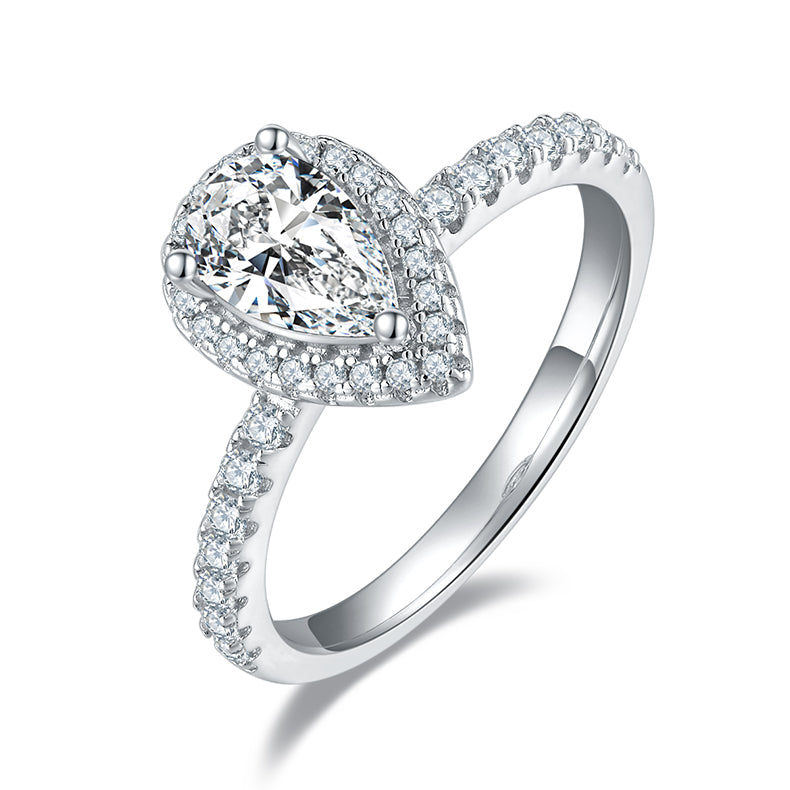 Halo Pear-Cut Solitaire Ring