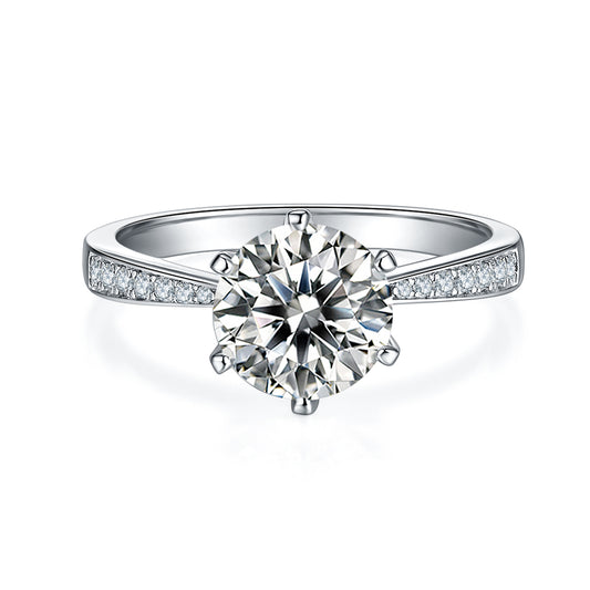 Classic Pave Round Brilliant Solitaire Ring