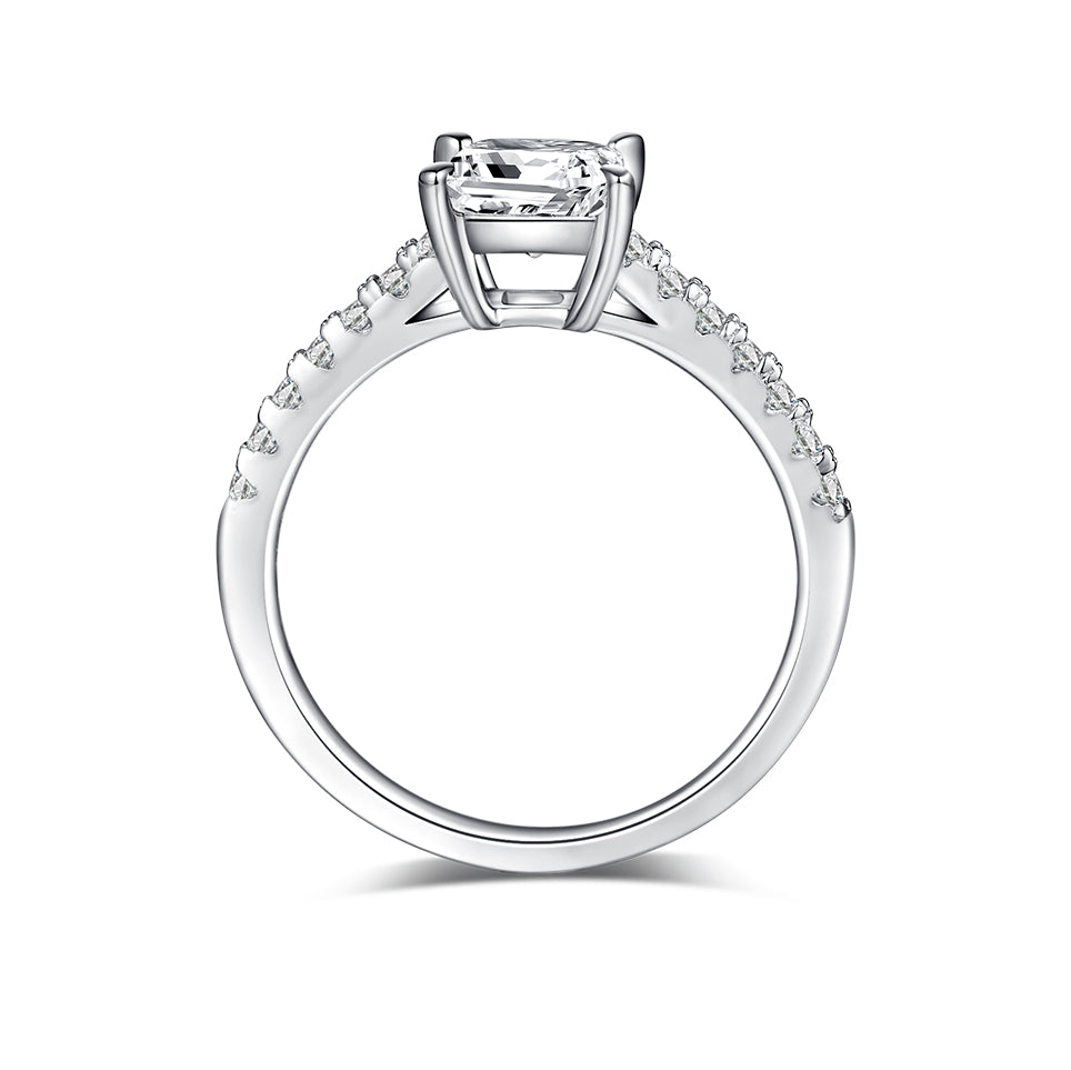 Classic Pave Princess-Cut Solitaire Ring