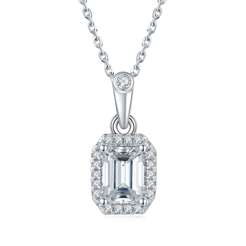 Halo Emerald-Cut Necklace