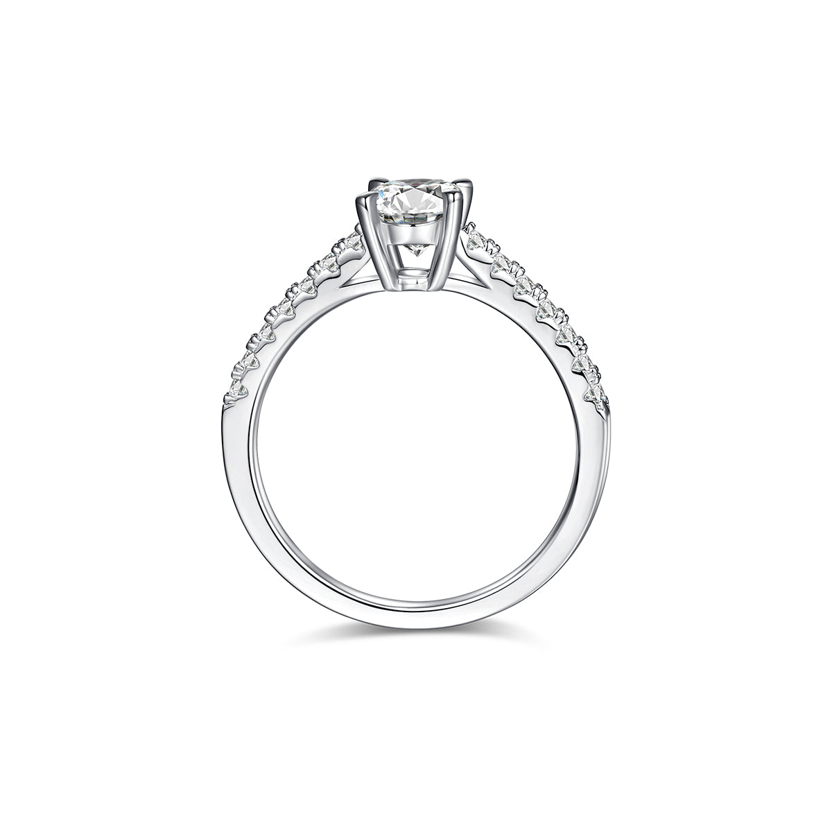 Classic Pave Oval-Cut Solitaire Ring