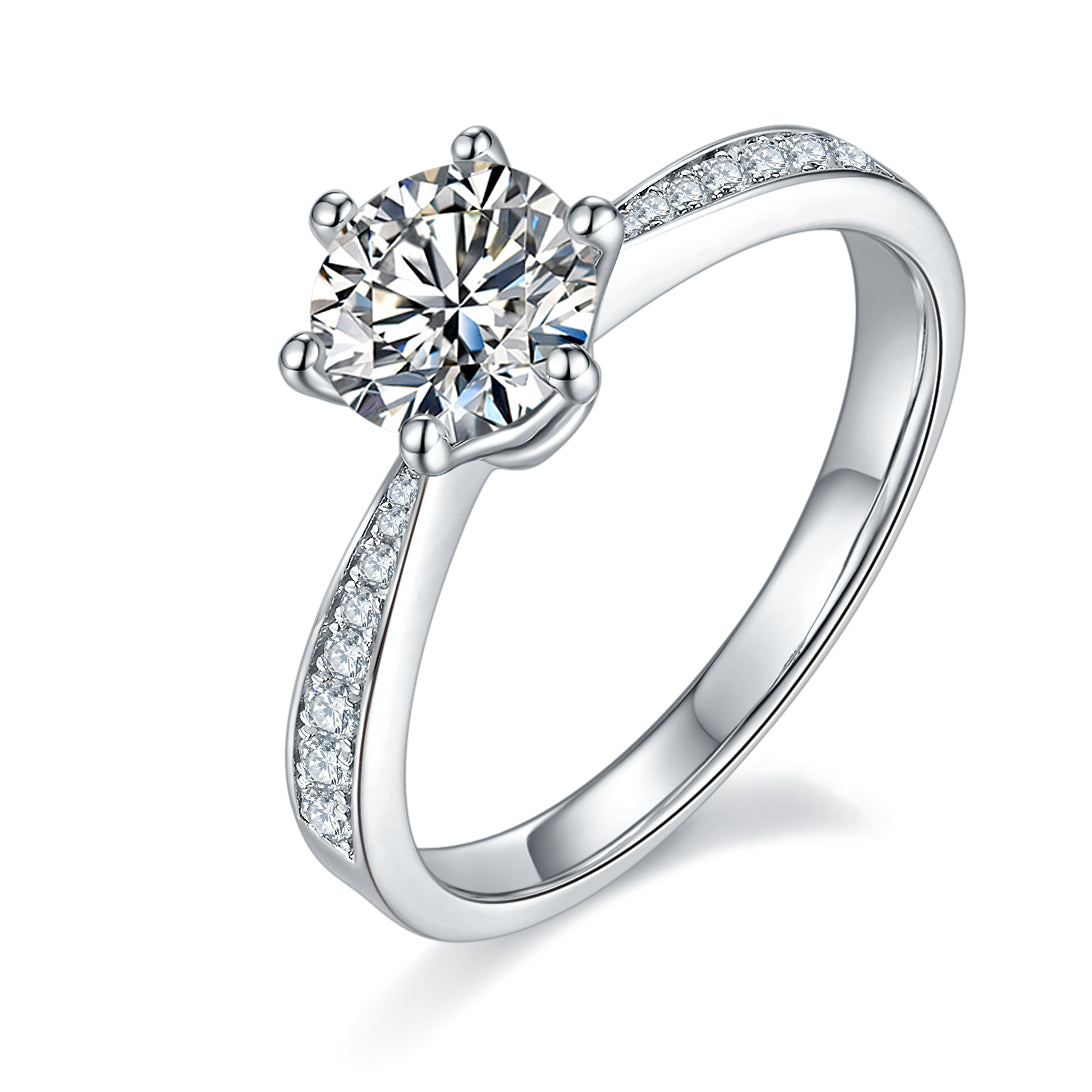 Classic Pave Round Brilliant Solitaire Ring