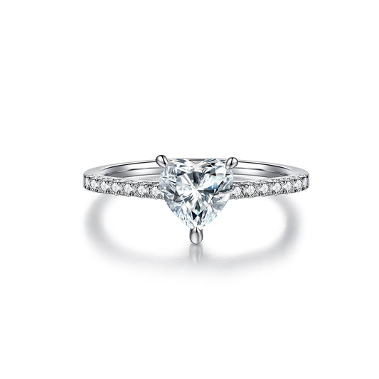 Classic Pave Heart-Cut Solitaire Ring