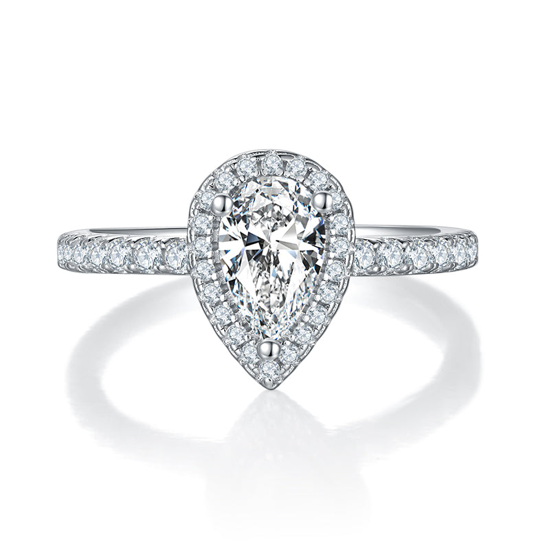 Halo Pear-Cut Solitaire Ring