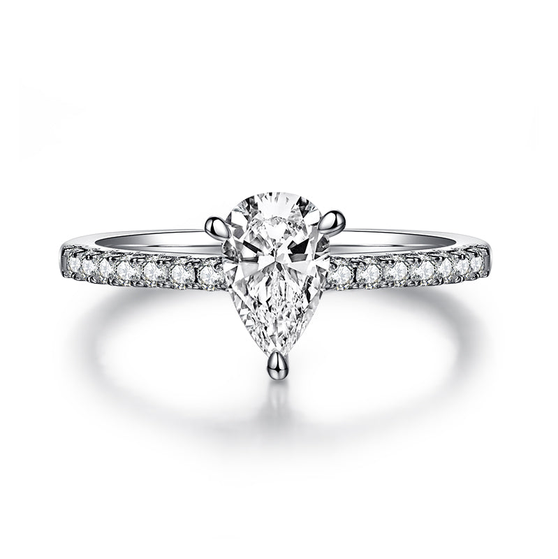 Classic Pave Pear-Cut Solitaire Ring