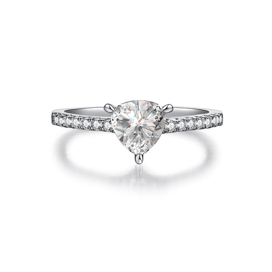 Classic Pave Trilliion-Cut Solitaire Ring