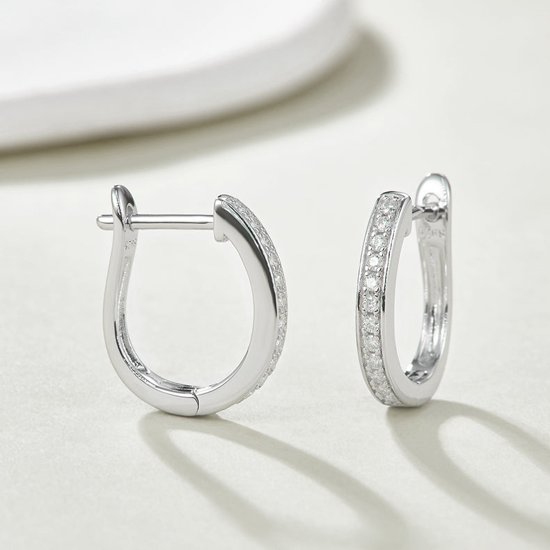 Skinny Single Paved Hoop Earrings