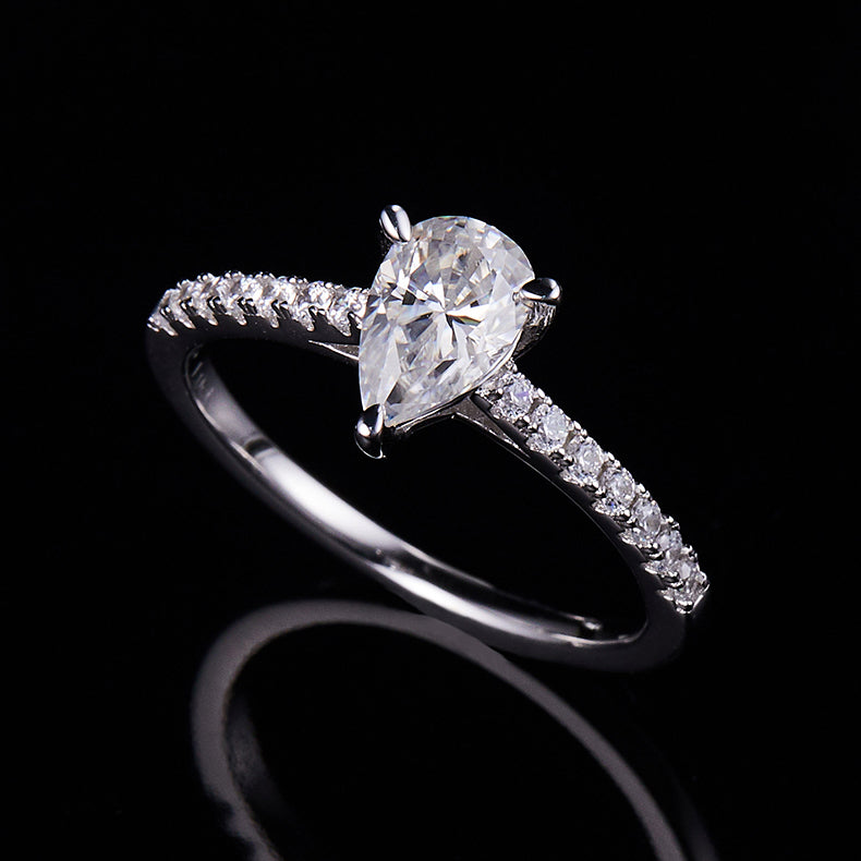 Classic Pave Pear-Cut Solitaire Ring