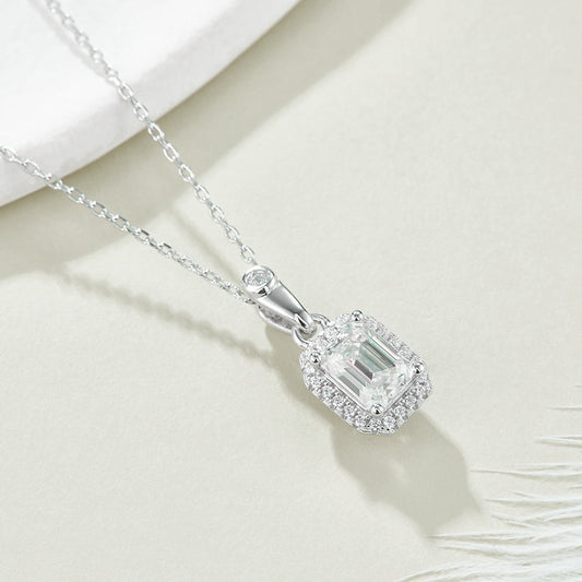 Halo Emerald-Cut Necklace