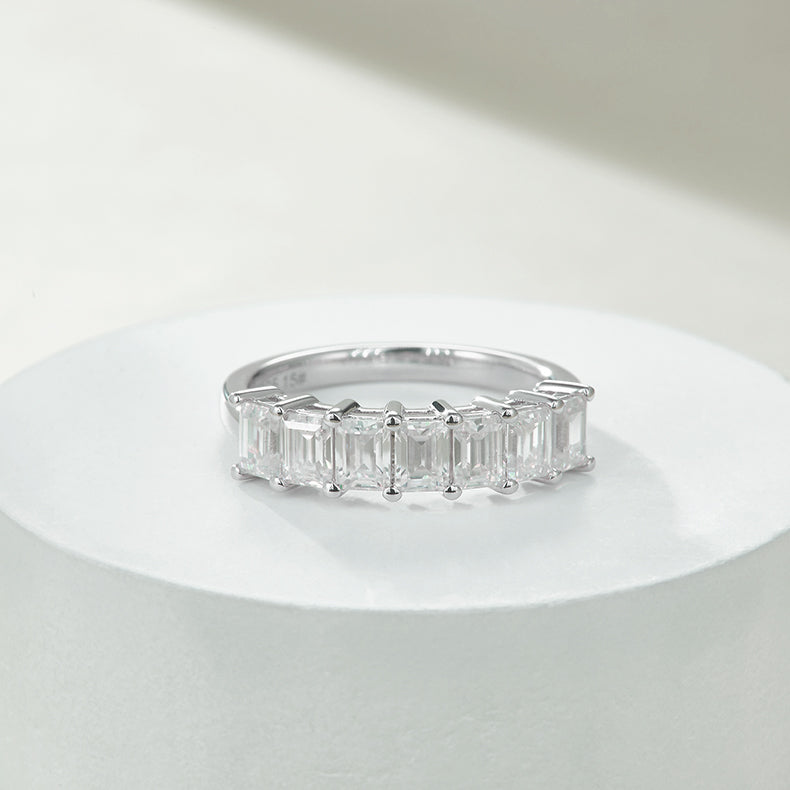 Emerald-Cut Half Eternity Band