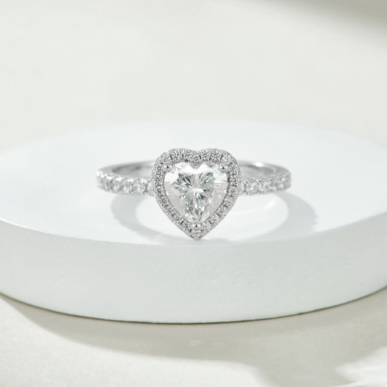 Halo Heart-Cut Solitaire Ring