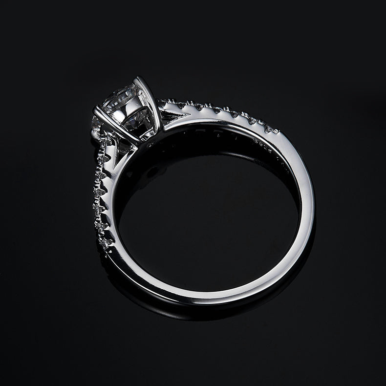 Classic Pave Round Brilliant Solitaire Ring