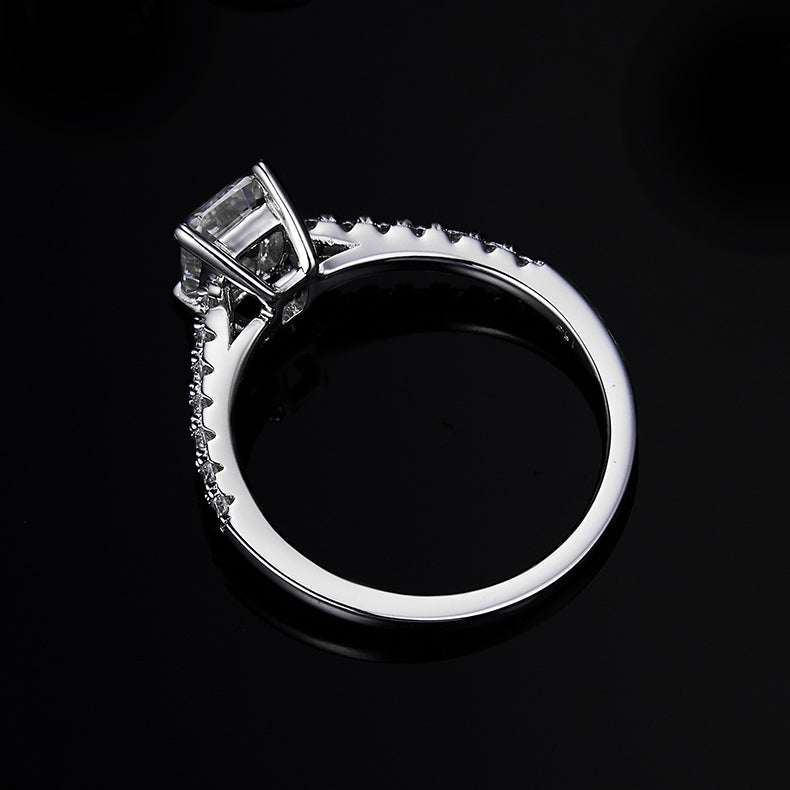 Classic Pave Emerald-Cut Solitaire Ring