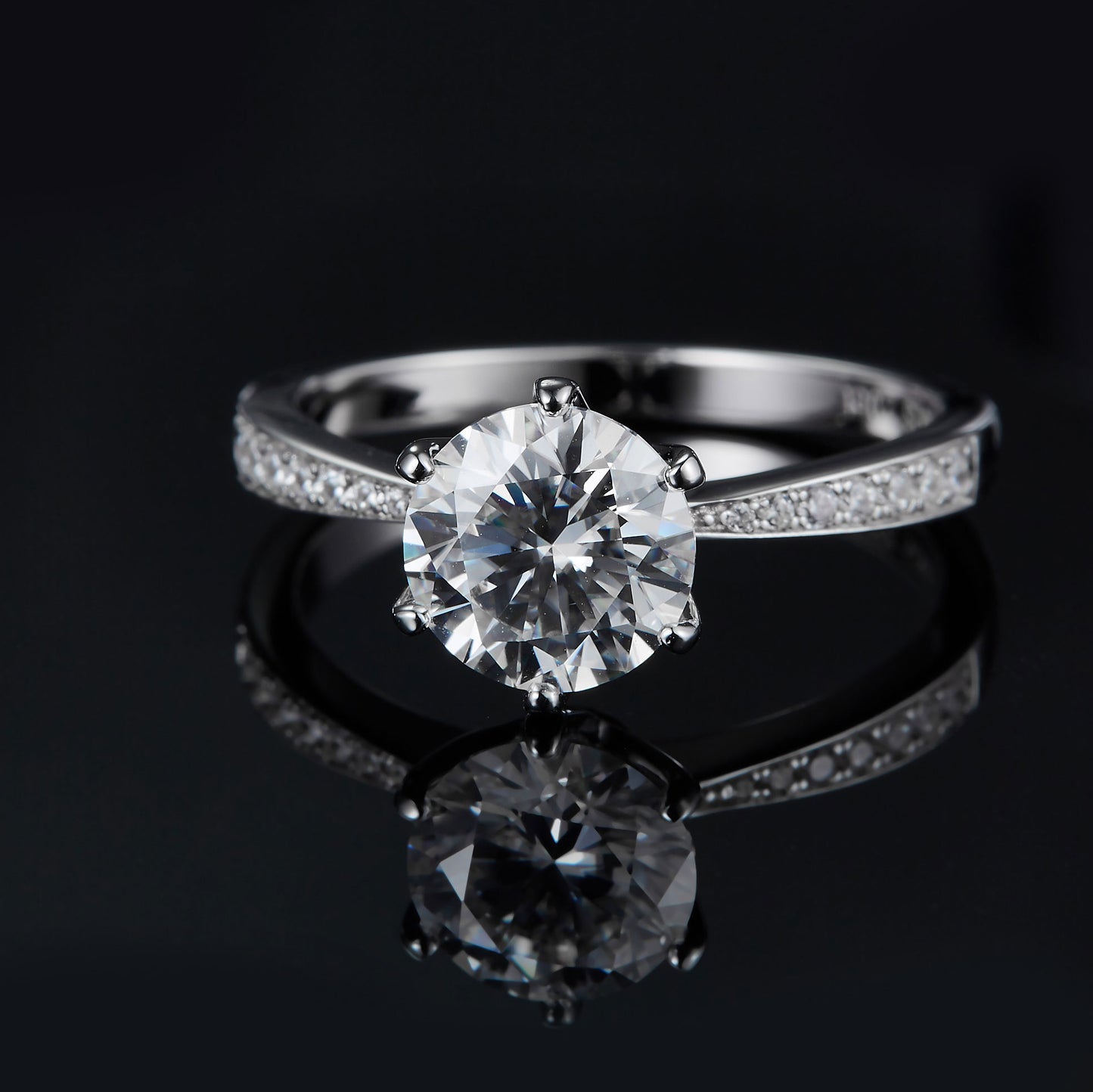 Classic Pave Round Brilliant Solitaire Ring