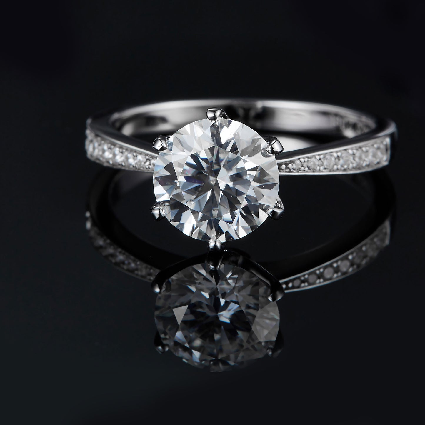 Classic Pave Round Brilliant Solitaire Ring