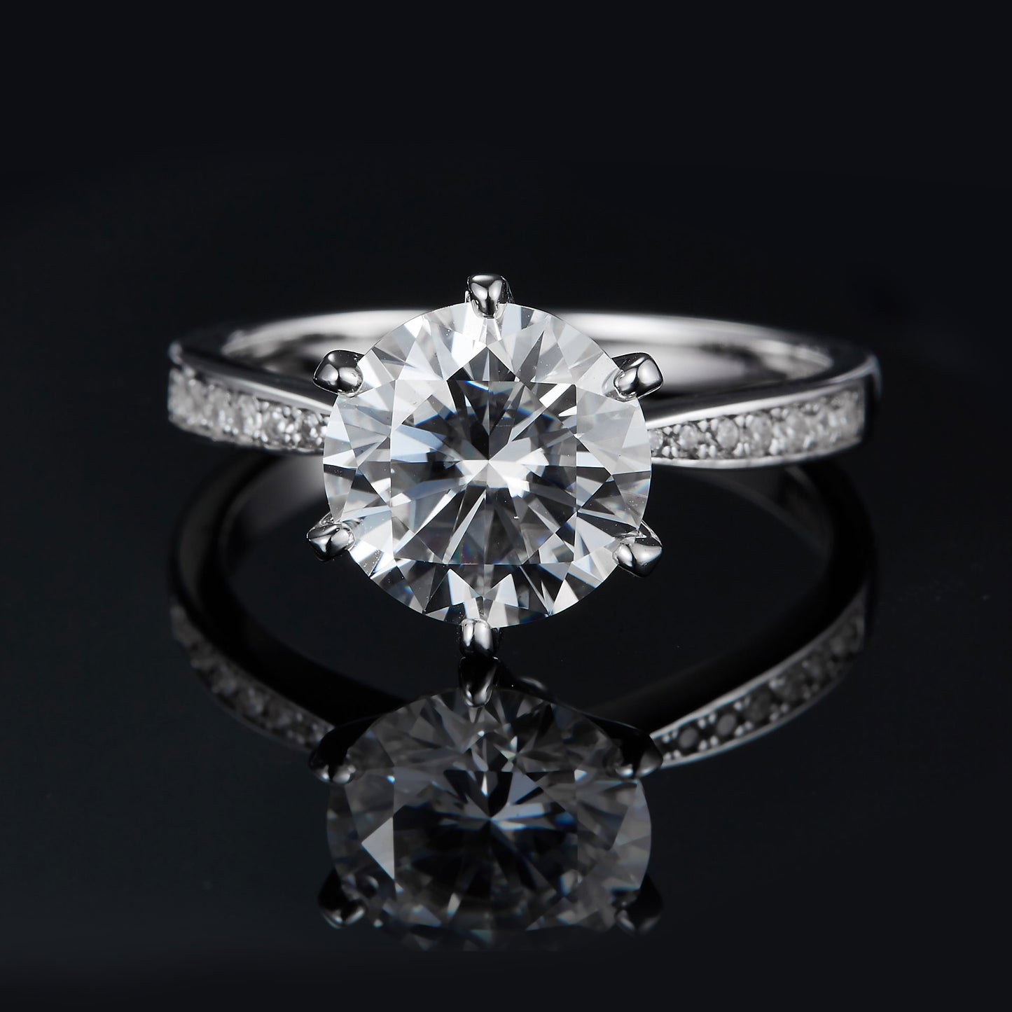 Classic Pave Round Brilliant Solitaire Ring