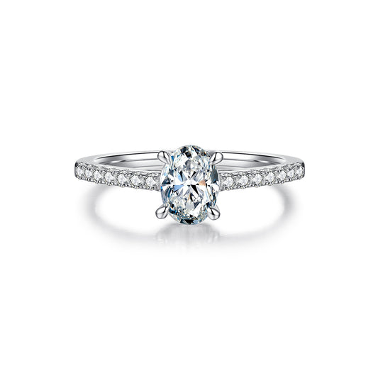 Classic Pave Oval-Cut Solitaire Ring