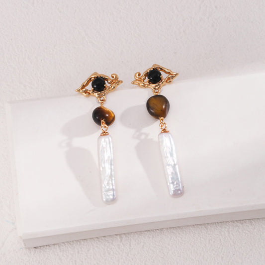 Gemstone & Pearl Drop Earrings